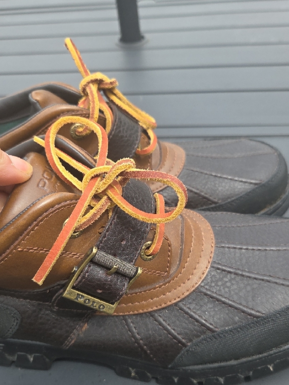 Polo by Ralph Lauren Men’s Brown and Black Leather-Trim Lace-Up Sneakers - Picture 6 of 8